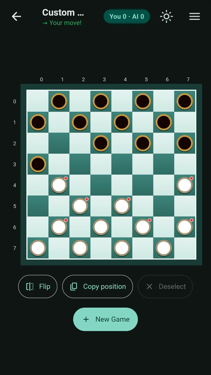 Brazilian checkers game against the AI