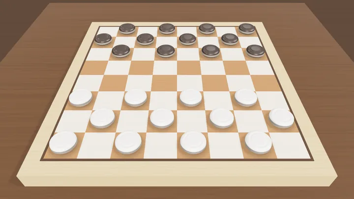 English draughts 3D board on a wide screen