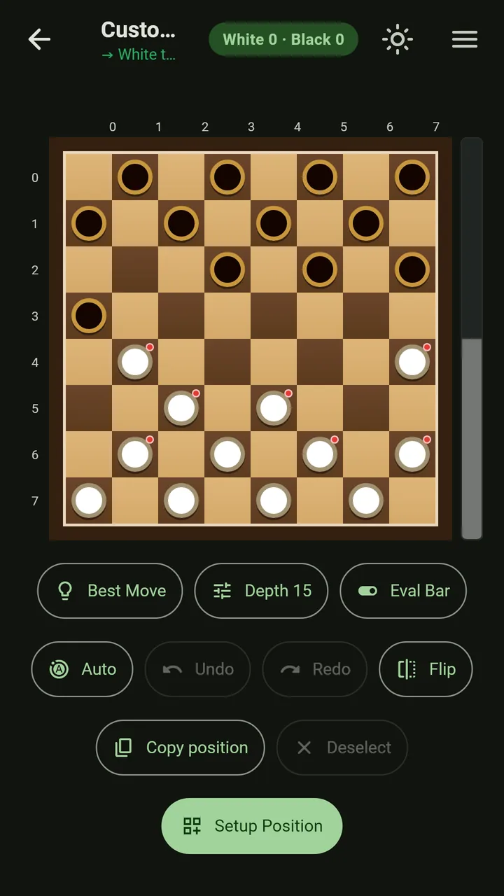 English draughts analysis board