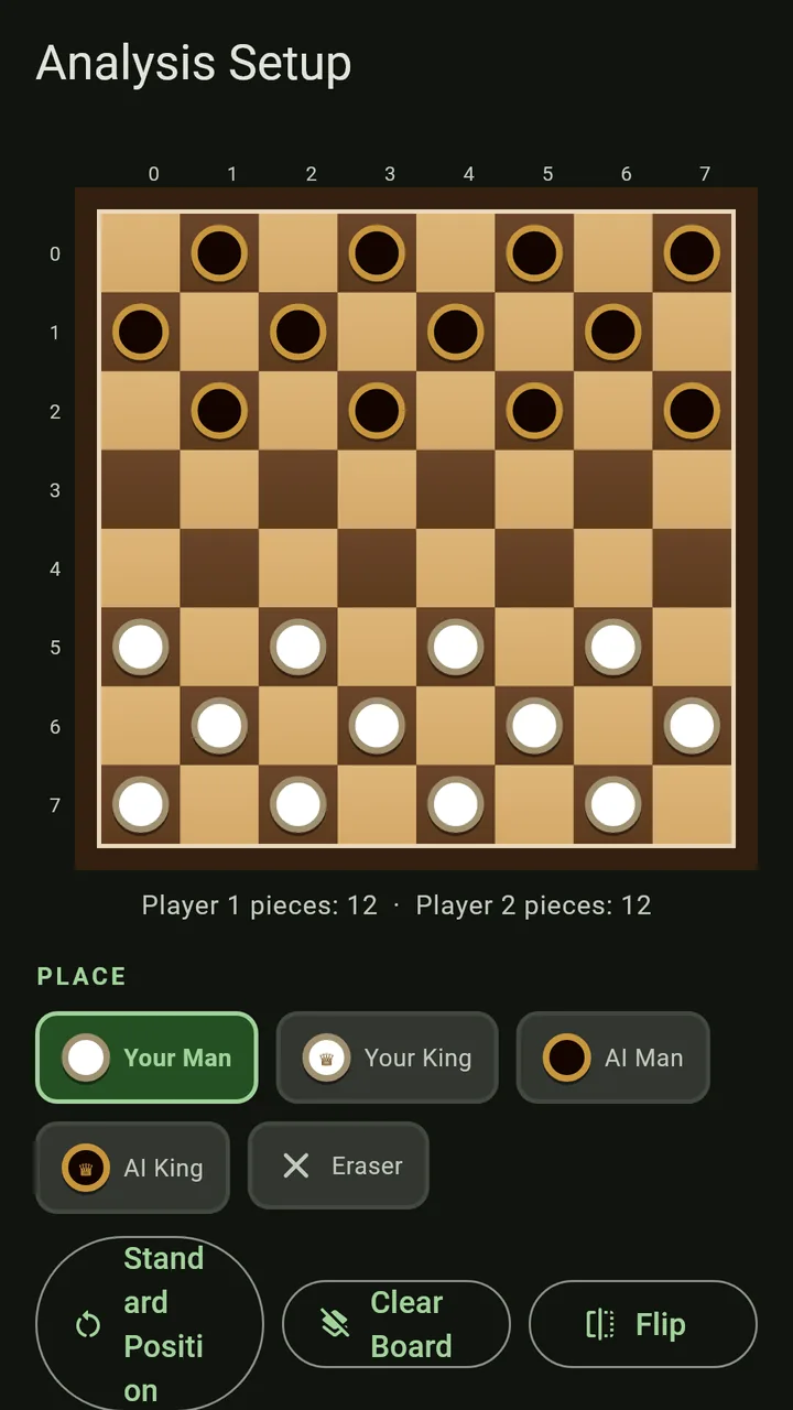 English draughts custom board setup