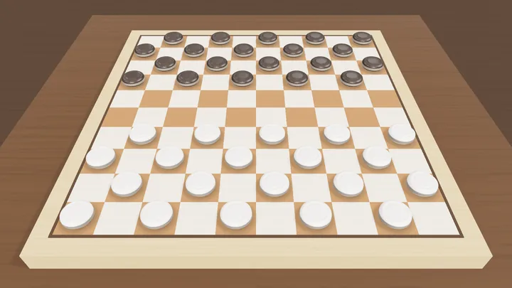 International draughts 3D board on a wide screen