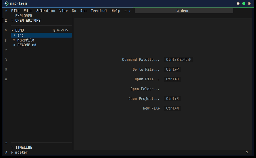 mme editing code inside a terminal: Go to File, typing a function, saving from the Command Palette, git diff in the terminal panel and the change in Source Control