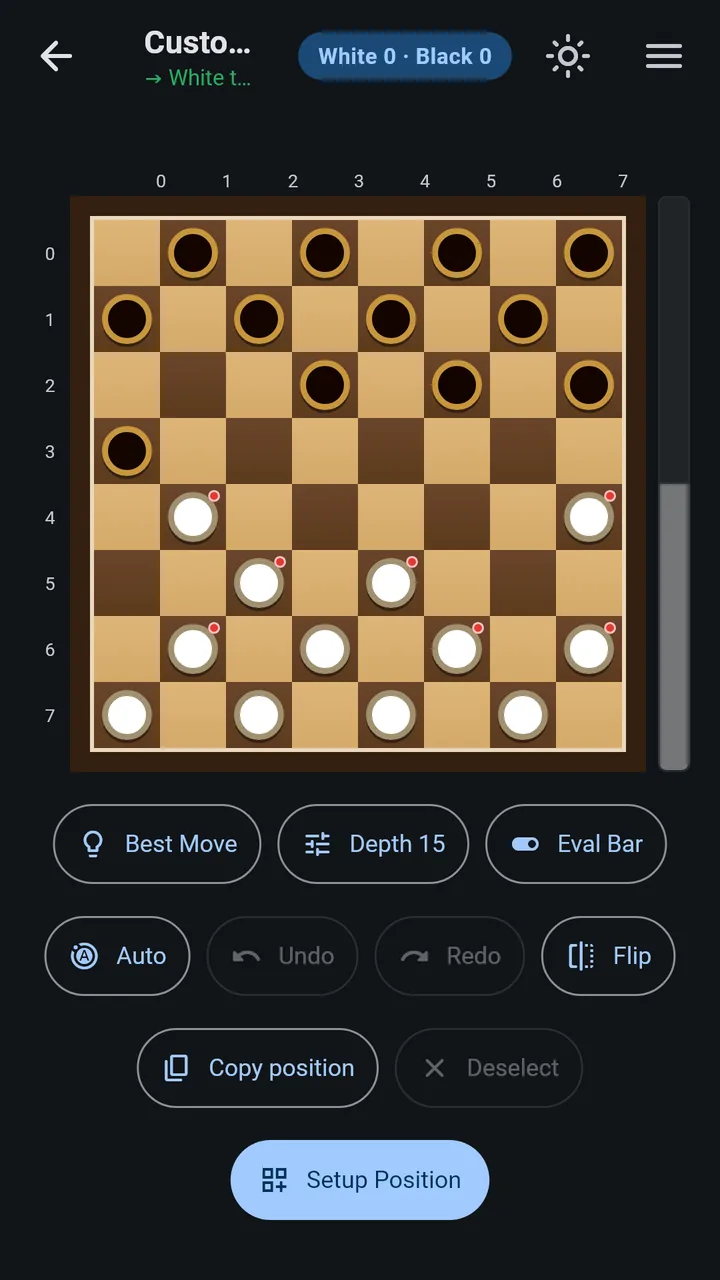 Russian checkers analysis board