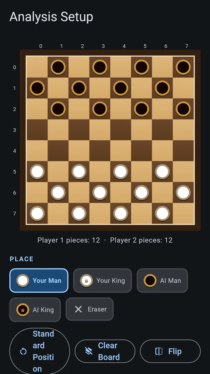 Russian checkers custom board setup